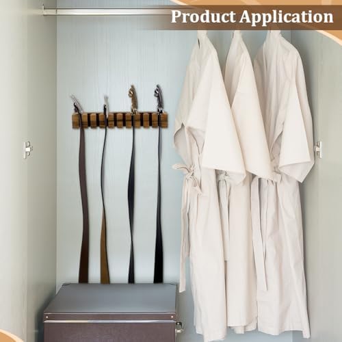 PH PandaHall Belt Organizer, Wooden Belt Holder Wall Mounted Belts Hanger with Slots Space Saving Storage for 10 Belts, Home Bedroom Closet Retail Shop, Camel, 1pc, 10.7x1.5x2.4inch - Image 5