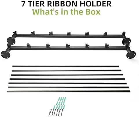 7 Tier Wall Mount Ribbon Organizer, Metal Rack for Craft Room - Image 5