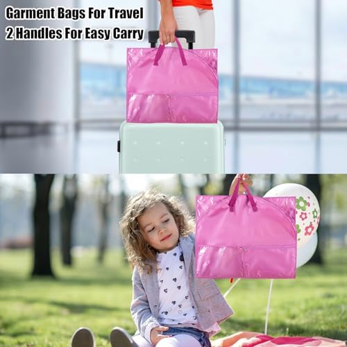2 Pack Garment Bags for Travel Storage,Dance Costumes Bag,Garment Bag for Dancers,Kids Girls Garment Bags for Hanging Clothes,40Inch Pink Dance Recital Cheer Uniform Dance Bags - Image 6