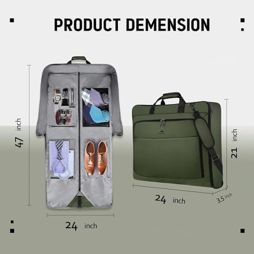 MATEIN Travel Garment Bag, Large Convertible Carry On Suit Bag, Green - Image 5