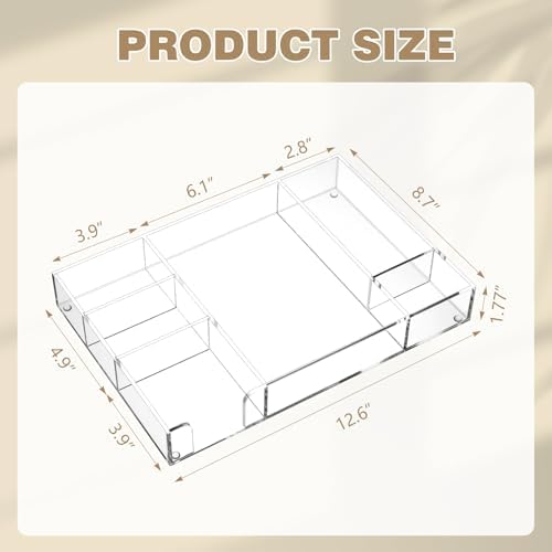 Briwooody Clear Acrylic Drawer Organizer,6 Compartments,Large - Image 2