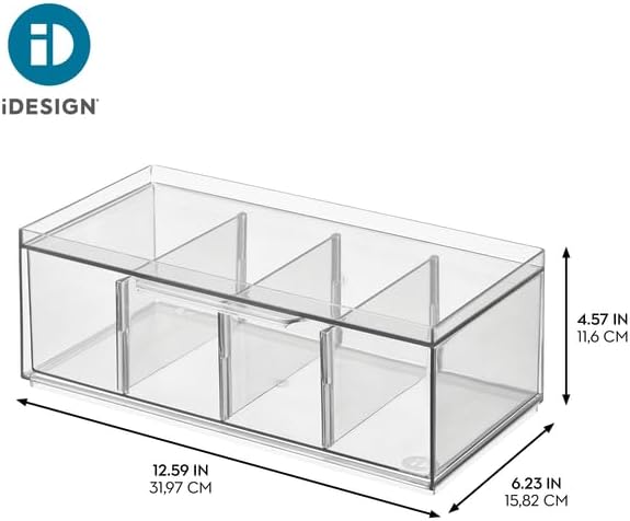 iDesign XL Tea Bag Organizer, 4-Section Clear Stackable, 4-Pack - Image 4