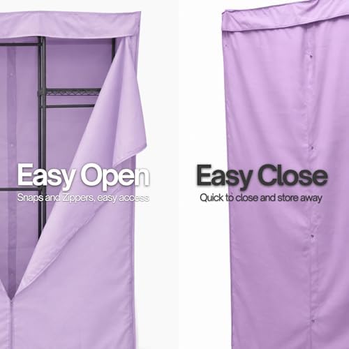 Formosa Covers Portable Garment Rolling Rack Cover - Protect Your Clothes from Dust Keep Your Room Looking Organized in Lilac Purple (Cover Only) (36" W x 18" D x 68" H) - Image 5