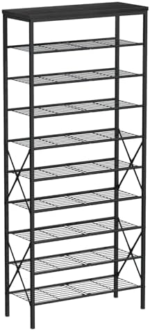 10 Tiers Shoe Storage Organizer, Large Capacity Shoe Shelf Holds 32 Pairs of Shoes,Black by MILEFA