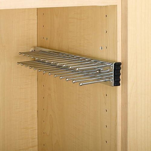 Rev-A-Shelf Pull Out 12" Side Mount Extending Closet Tie & Belt Organization Storage Rack Holder for Up to 23 Ties, Chrome, TRC-12CR - Image 4
