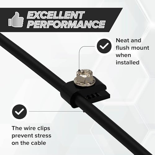 THE CIMPLE CO Mini Screw-in Cable Clips and Fasteners - Indoor/Outdoor Single Screw Clips - 3mm Wire Clamps for Fiber Optic Cables and Thermostat, Ground Wires - 3 mm (1/10 Inch), Black, 10 PCS - Image 6