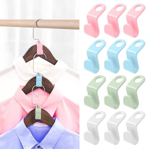 50 PCS Hanger Connector Hooks - 2024 New Space Saving Hangers for Closet Organizers and Storage Hangers Hooks,Hanger Clips Plastic Hangers for College Dorm Room Essentials (Multicolor) by Unknown