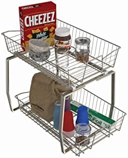 ClosetMaid 14 in. Pull Out Cabinet Organizer, 2 Tier, Heavy Duty, Slide Out Pantry Shelves Drawers for Kitchen, Bathroom, Nickel - Image 6