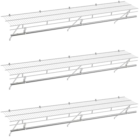 COSTWAY Closet Shelves Wall Mounted, Ventilated Shelf with Hanging Rod by COSTWAY