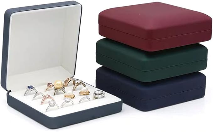 Small Ring Organizer Box, Portable Rings Jewelry Holder Case, Modern Ring Storage Tray Fit for Women,Girl for Travel (blue)
