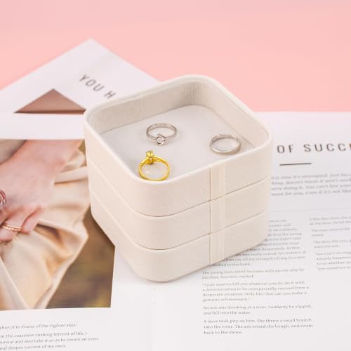 3 Pack Small Jewelry Trays Stackable PU Leather Ring Dish Organizer - Image 5