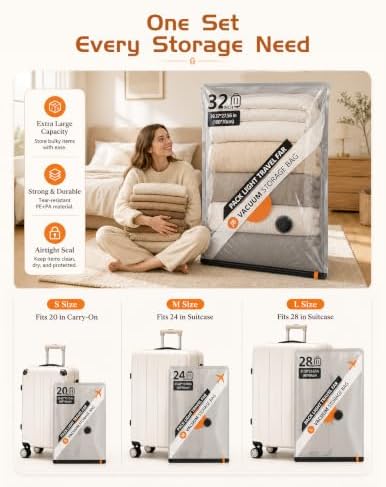 18-Pack Travel Vacuum Bags for Clothes with Rechargeable Cordless Pump - Image 2