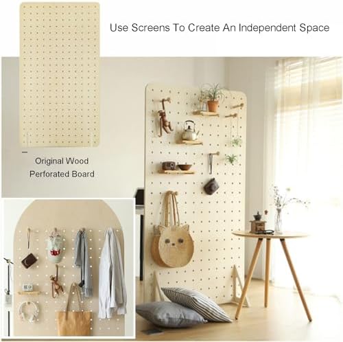 1pc Wooden Peg Board Room Divider - Freestanding Display Screen for Home, Office, and Trade Shows(Wood Color,Style 2) - Image 7