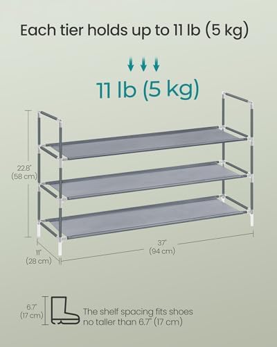 SONGMICS 3-Tier Shoe Rack, Shoe Storage for Hallway Closet - Image 2