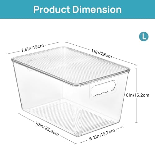 Vtopmart 10 Pack Clear Stackable Storage Bins with Lids and Handles, Large - Image 2