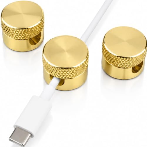 3PCS Premium Cord Holder for Nightstand, Computer Cord Organizer for Desk, Appliance Cord Organizers, Stick-On Cable Clip for Charger, Laptop, USB, Headphones, Wire Management Set, Gold by GCDSHome