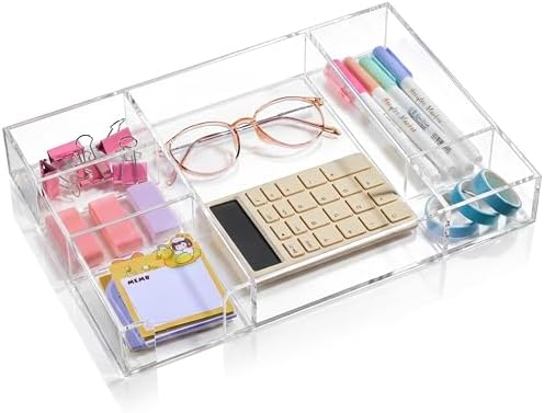 Briwooody Clear Acrylic Drawer Organizer,6 Compartments,Large by Briwooody