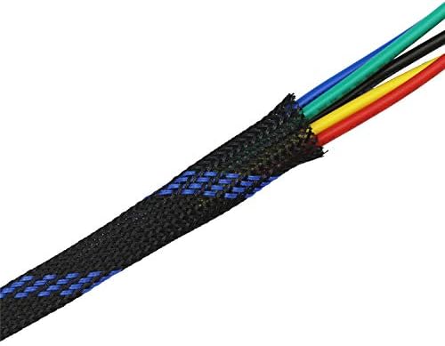30ft PET Expandable Sleeving Wire Cable Sleeve (1/3", Steel Blue&Black) - Image 2
