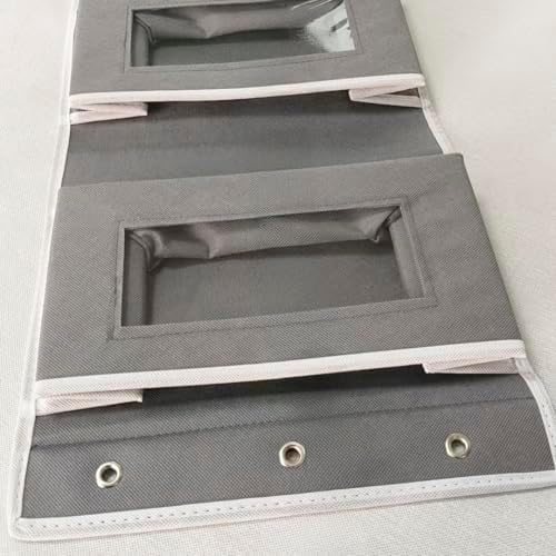 Joyful Moose Over the Door Organizer with 5 Clear Window Pockets – Hanging Behind the Door Storage Rack for Closet, Bathroom, Bedroom, Pantry – Space-Saving Door Organizer Hanging System – Gray - Image 3