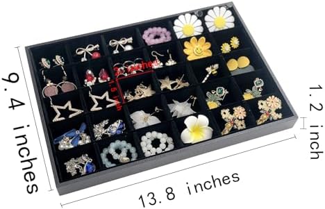 Stratalife 30 Grid Velvet Jewelry Organizer Tray, 13.8" x 9.4" x 1.2" - Image 2