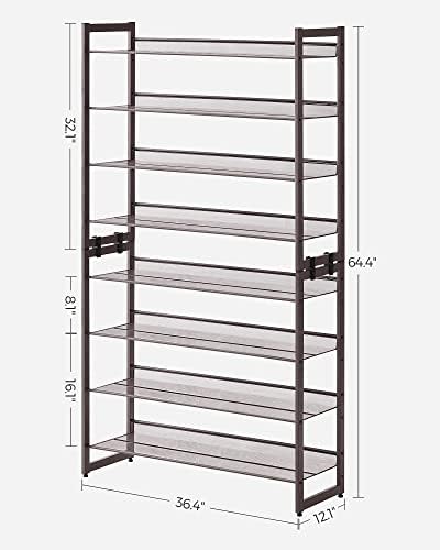 SONGMICS Metal Shoe Rack, 8-Tier Shoe Orgainzer, Holds 32-40 Pairs - Image 3