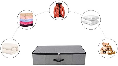 2PCS Foldable Under Bed Storage Container with Plastic Support Liner, Handles, Zipper lid, Sweater Pillow Blankets ClothesStorage Organizer for Bedroom and Closet, 29×15×7inch, Dark Grey - Image 4