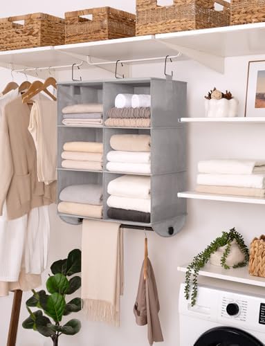 StorageWorks Hanging Closet Organizer with Rod, 6 Sections, 3 Tiers - Image 7