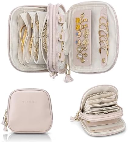 VLANDO 2-Layer Travel Jewelry Organizer for Rings,Earrings,Necklaces by VLANDO
