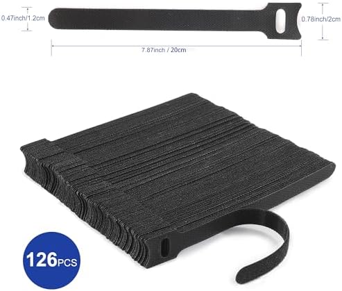 Nettbe Reusable Cable Ties, 126 PCS 8 Inches Adjustable Cord Straps Wire Organizer Cord Wrap and Hook Loop Cable Management - Image 2