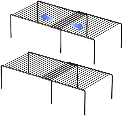 Redrubbit Expandable Metal Rustproof Kitchen Counter and Shelf Rack, 4 Piece Set of 2, Space Saver for Kitchen, Fridge, Bathroom by Redrubbit