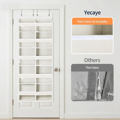 Yecaye Over The Door Organizer, 5 Tier Extra Large Behind Door Storage of 10 Compartments, 80lbs Heavy Duty Door Organizer Hanging with Clear Window for Closet Bedroom Pantry Bathroom, Beige - Image 7