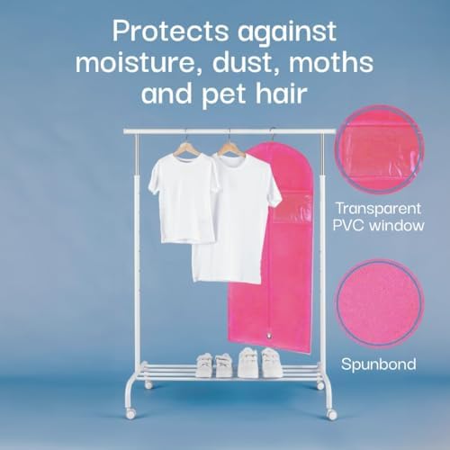 Kids Garment Bag with Clear Window, Hanging Clothes Storage Cover for Dresses, Suits & Dance Costumes, Breathable Travel Bag for Baby Toddler Child, 30" x 18", Pink, Pack of 1 - Image 6