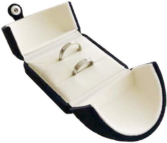Blue Velvet Jewelry Box for Double Ring Gift Packaging Premium Grade for Wedding Band Engagement Ring (Jewelry is not included)