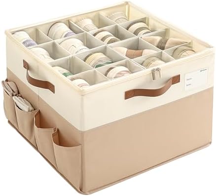 Varhomax Shoe Organizer Box for Closet, Fabric Shoe Storage Bin with Adjustable Dividers & Clear Cover, Holds up 16-32 Pairs of Sneakers & Sandals for Entryway, Cubby by Varhomax