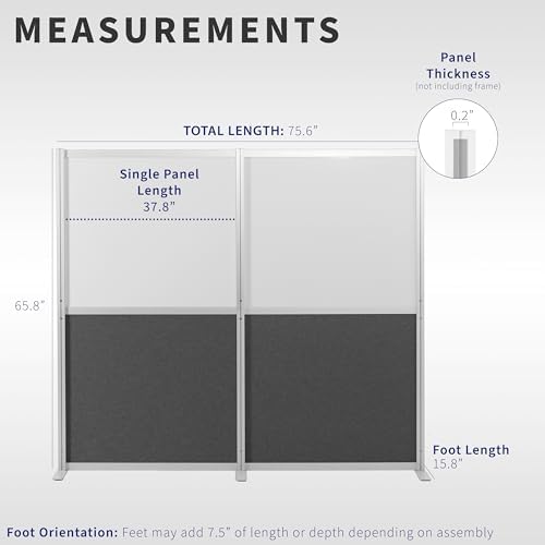 VIVO Dry Erase/Dark Gray Freestanding 76x66 inch Privacy Panel, PP-MWS63WB - Image 3