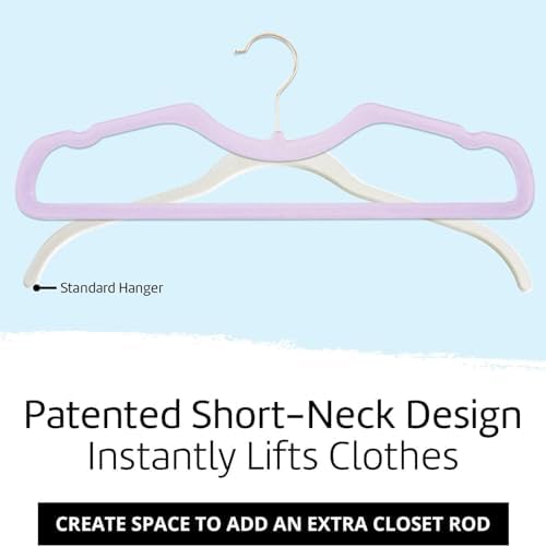 CUTSKY Velvet Hangers 50 Pack, Ultra Slim & Short Neck Hanger, 360 Swivel Hook, Space Saving Durable Non-Slip Felt Hangers,Beige b - Image 5