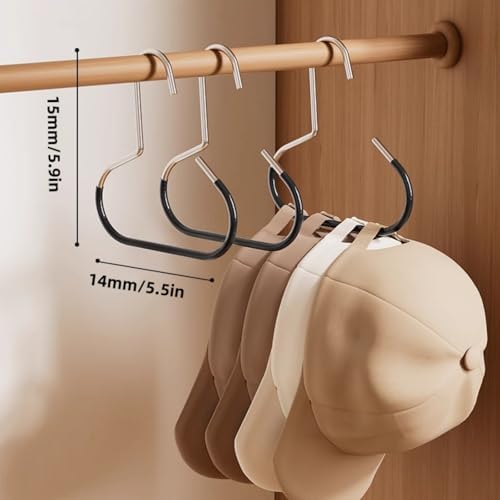 10 Pack Hat Hangers for Closet - Nonslip Space Saving Steel Hat Rack for Baseball Caps, Versatile Hanger Organizer for Belts, Vest, Ties and Scarves (Black) - Image 2