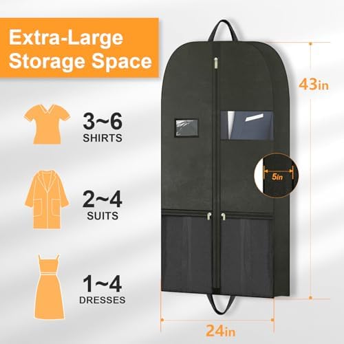 Travel Garment Suit Bag 43" for Hanging Clothes Storage for Men Suits Shirt - Image 2