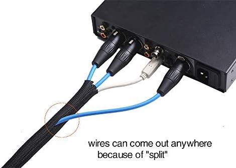 Alex Tech 10ft - 3/8 inch Cord Protector Wire Loom Tubing Cable Sleeve Split Sleeving For USB Cable Power Cord Audio Video Cable – Protect Cat From Chewing Cords - Black - Image 3