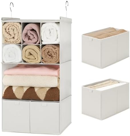 GRANNY SAYS 4-Shelf Hanging Closet Organizer with Drawer, Foldable Storage by GRANNYSAYS