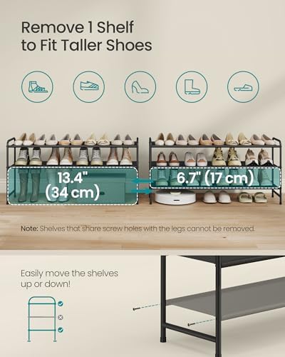 SONGMICS Long Shoe Rack, 3-Tier Shoe Organizer, Holds up to 20 Pairs - Image 6