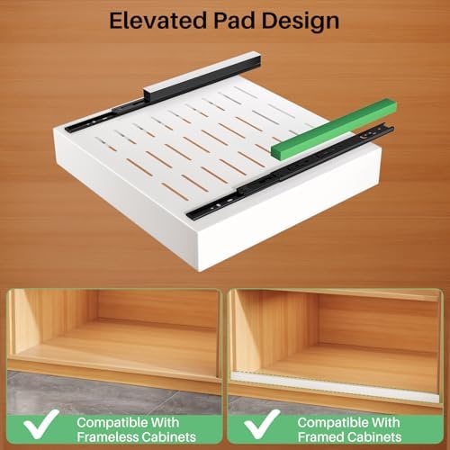 2Pack Pull out Cabinet Organizer, 21"Deep, 20"Wide Full-extension Heavy Duty Slide out Drawers Fixed with Adhesive Nano, Roll Out Shelves Sliding Cabinet for Kitchen,Bathroom,Pantry,Under Sink(White) - Image 3