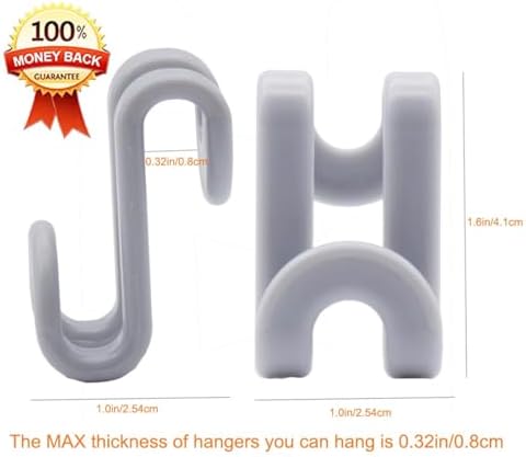 60 Pcs Clothes Hanger Connector Hooks, Mini Cascading Hanger Hooks for Velvet Huggable Hangers, Wooden Hangers, Heavy Duty Space Saving for Closet (Grey) - Image 2