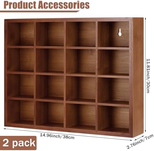 Wesiti Tie Box Organizer Wall Mounted Tie Rack with 16 Compartments Bamboo Belt Holder for Men Scarf Necktie Home Wall Closet(Dark Brown Color,2 Piece) - Image 3