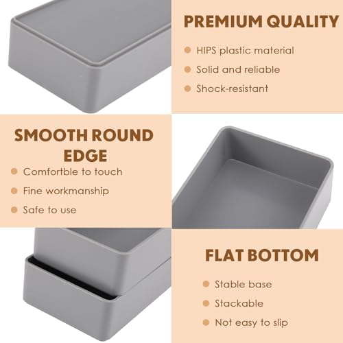 Teling 12 Pcs Grey Plastic Desk Drawer Organizer Pen Tray Shallow - Image 3