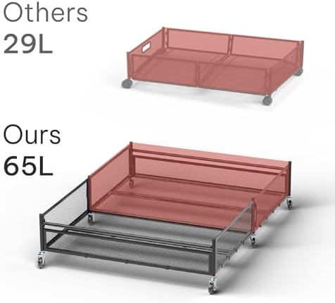 Under Bed Storage with Wheels, Large 65L, Heavy Duty Metal, Holds 70lb - Image 2