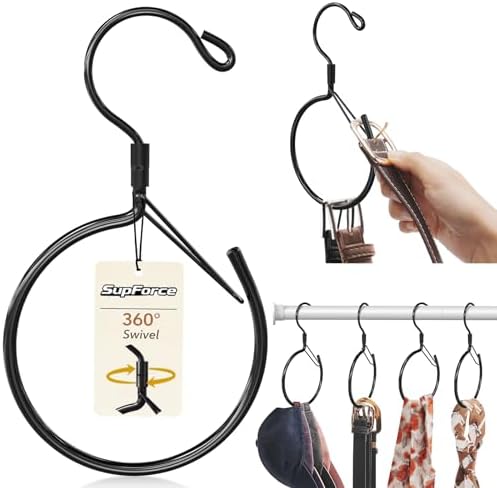Supforce 2 Pack Belt Hanger, 360° Swivel Belt Organizer for Closet, Black by Supforce