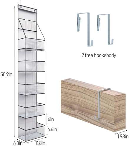 Over Door Organizer Hanging Storage 6 Shelf Clear Pockets Pantry Closet - Image 3