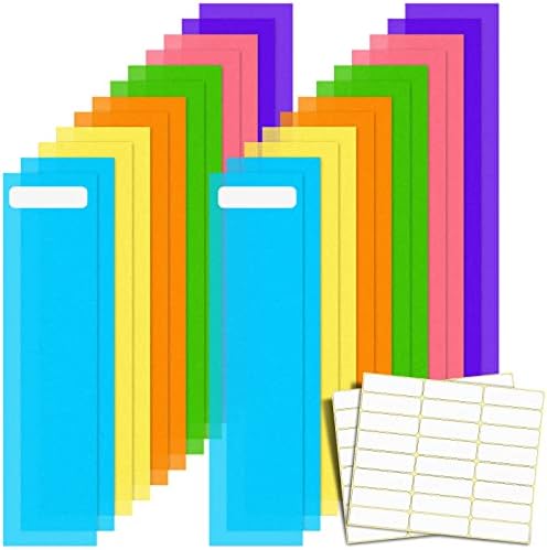 Epakh 24 Packs Colored Dividers for Book Shelves with Label Stickers, Flexible Bookshelf Markers for Organizing Home Library, 3 x 12 Inch by Epakh