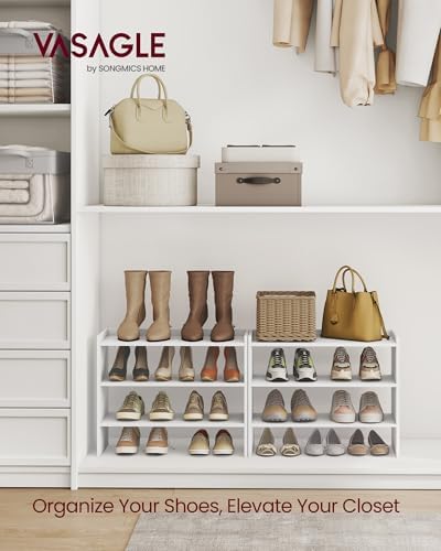 VASAGLE 3-Tier Shoe Rack for Closet, Stackable Shoe Organizer Shelf - Image 2